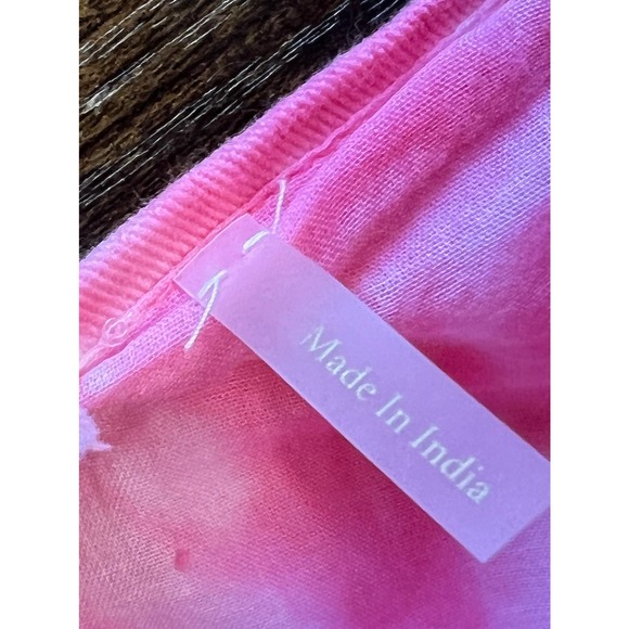 LoveShackFancy Peplum Top 3/4 Sleeve Square Neck Pink Tie Dye Size 6 100% Cotton - Picture 8 of 11